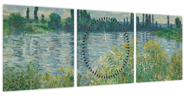 Kép - Claude Monet, Banks of the Seine, reprodukciók (órával) (90x30 cm)