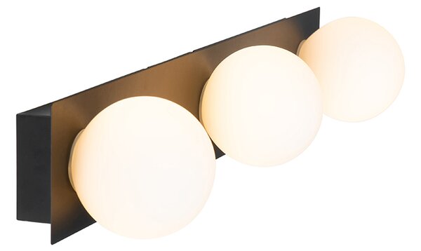 Modern fali lámpa fekete 48 cm IP44 3-lámpás - Cederic