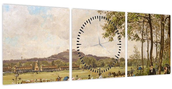 Kép - French 19th Century, Race Course at Longchamps, reprodukciók (órával) (90x30 cm)
