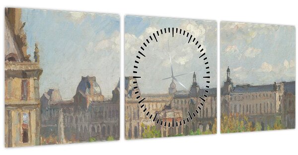 Kép - Camille Pissarro, Place du Carrousel, Paris, reprodukciók (órával) (90x30 cm)