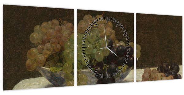 Kép - Henri Fantin-Latour, Still Life with Grapes and a Carnation, reprodukciók (órával) (90x30 cm)