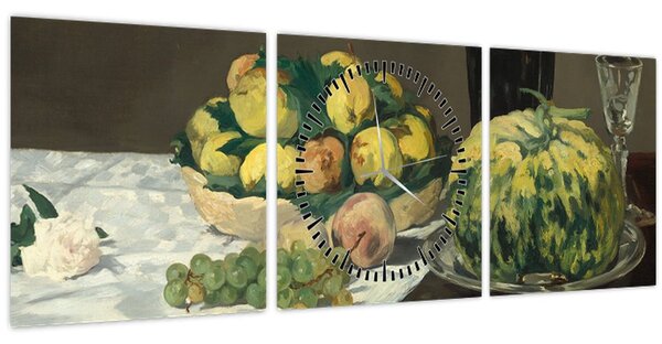 Kép - Edouard Manet, Still Life with Melon and Peaches, reprodukciók (órával) (90x30 cm)