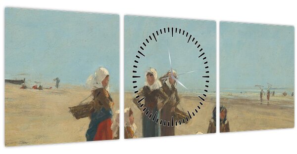 Kép - Eugène Boudin, Women on the Beach at Berck, reprodukciók (órával) (90x30 cm)