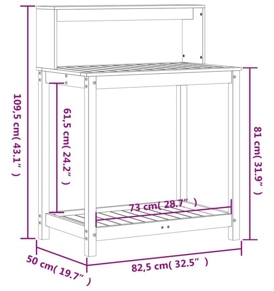 Fehér tömör fenyőfa ültetőasztal polccal 82,5 x 50 x 109,5 cm