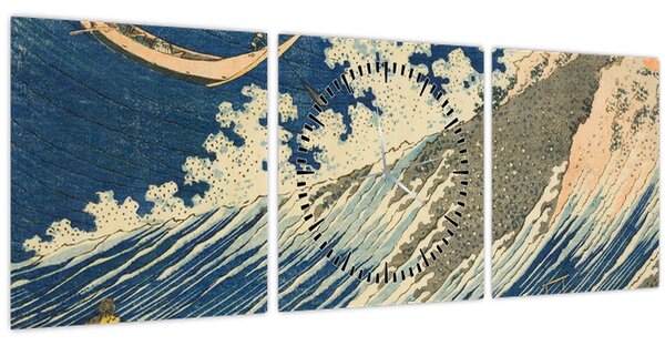 Kép - Katsushika Hokusai, Fishing Boats at Choshi in Shimosa (Soshu Choshi) , reprodukciók (órával) (90x30 cm)