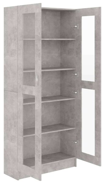 VidaXL betonszürke forgácslap vitrinszekrény 82,5 x 30,5 x 185,5 cm