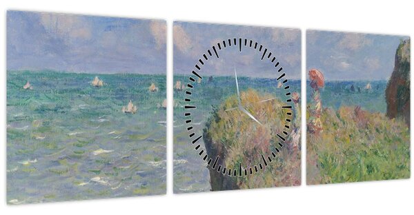 Kép - Claude Monet, Cliff Walk at Pourville, reprodukciók (órával) (90x30 cm)