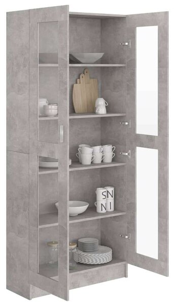 VidaXL betonszürke forgácslap vitrinszekrény 82,5 x 30,5 x 185,5 cm