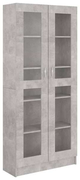 VidaXL betonszürke forgácslap vitrinszekrény 82,5 x 30,5 x 185,5 cm