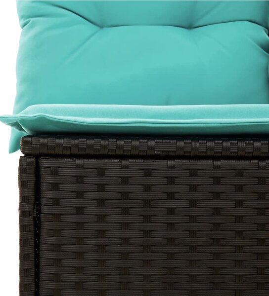8 részes fekete polyrattan kerti ülőgarnitúra párnával