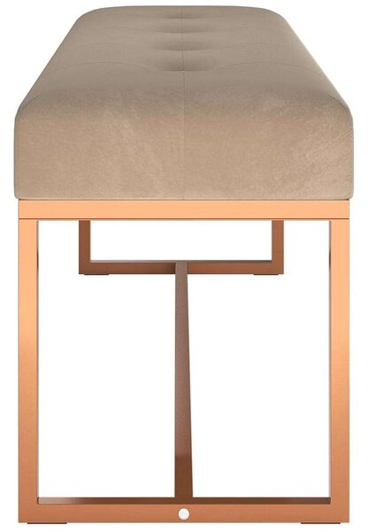 Elegáns Bársony Pad - Bézs - Rózsaarany Lábak - 110x36x45 cm