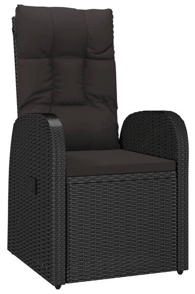 11 részes fekete polyrattan kerti étkezőgarnitúra párnákkal