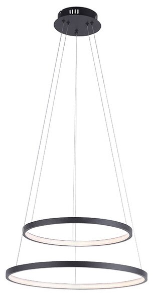 Modern gyűrűs medál lámpa antracit, LED-del szabályozható - Anella Duo