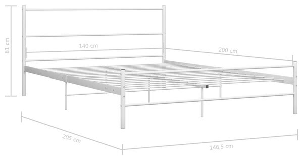 VidaXL Fém Ágykeret - Fehér - 140x200 cm