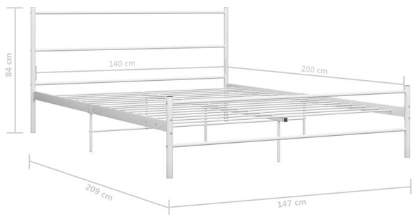 VidaXL Fém Ágykeret - Fehér - 140x200 cm