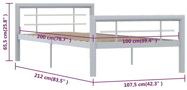 VidaXL Fém Ágykeret - 100x200 cm