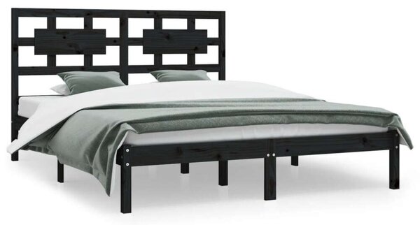 VidaXL Fekete Fenyőfa Ágykeret - 200x200 cm