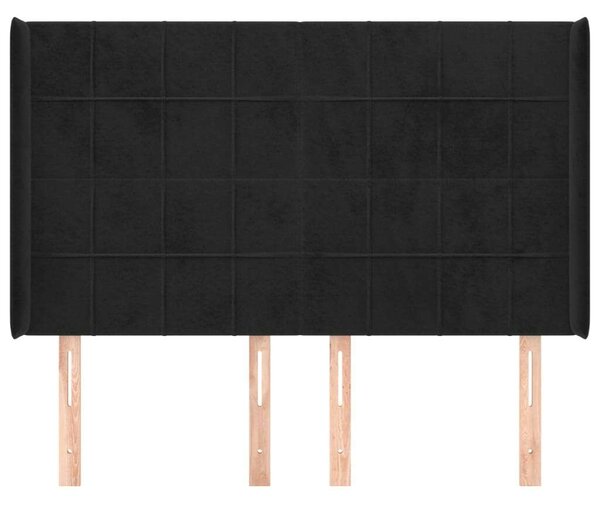 VidaXL Fekete Bársony Ágyfejtámla Szárnyakkal - 147cm