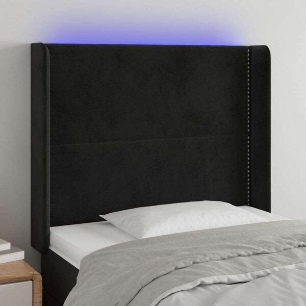 Bársony LED Fejtámla - Fekete - 83x16x118/128cm