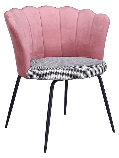 KONDELA Dizájn fotel, Art-deco, szövet rózsaszín/mintás, NELIN