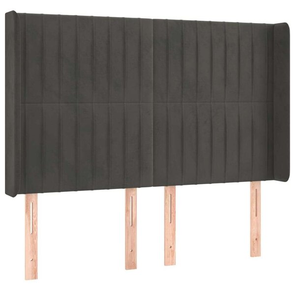 VidaXL Bársony Ágyfejtámla - LED - Sötétszürke - 147x128cm