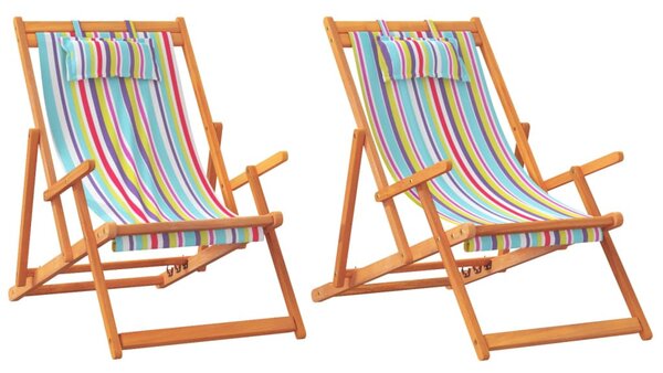 2 db összecsukható többszínű szövet strandszék