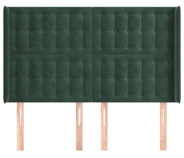 VidaXL Zöld Bársony Ágyfejtámla Szárnyakkal - 147x16x118/128cm