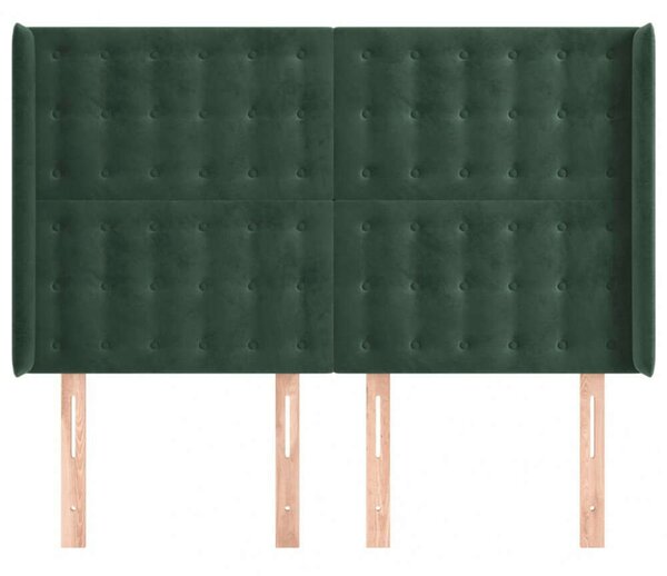 VidaXL Zöld Bársony Ágyfejtámla Szárnyakkal - 147x16x118/128cm