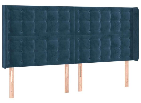 VidaXL LED-es Bársony Ágyfejtámla - Sötétkék - 163x128cm