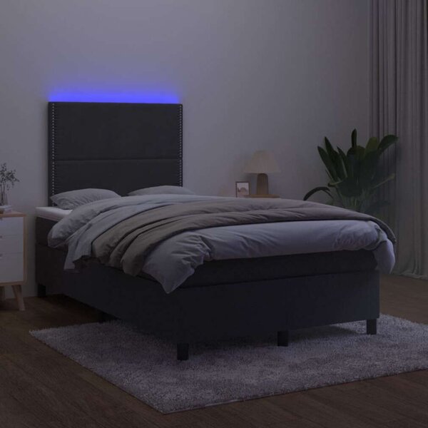 VidaXL fekete bársony rugós és LED-es ágy matraccal 120x200 cm