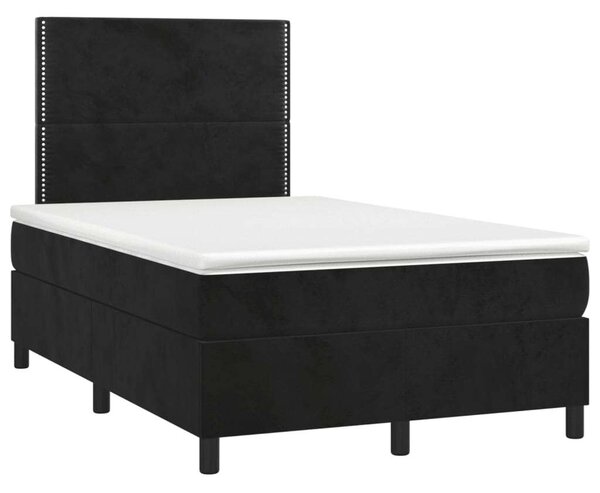 VidaXL fekete bársony rugós és LED-es ágy matraccal 120x200 cm
