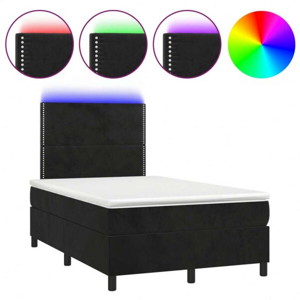 VidaXL fekete bársony rugós és LED-es ágy matraccal 120x200 cm