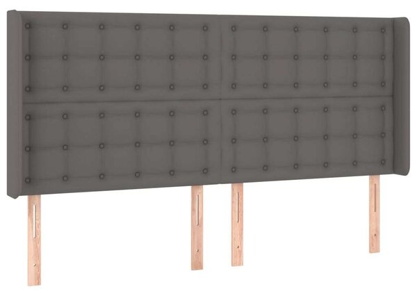 VidaXL szürke műbőr fejtámla szárnyakkal 183x16x118/128 cm