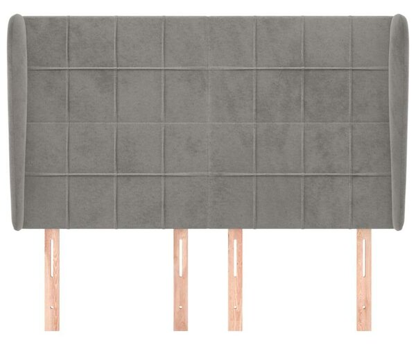 VidaXL világosszürke bársony fejtámla szárnyakkal147 x 23 x 118/128 cm