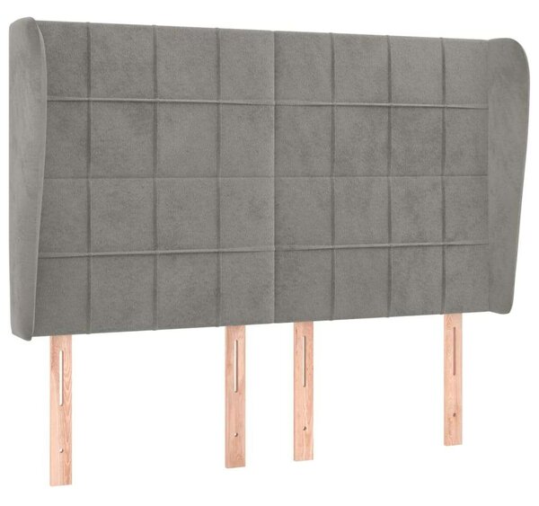 VidaXL világosszürke bársony fejtámla szárnyakkal147 x 23 x 118/128 cm
