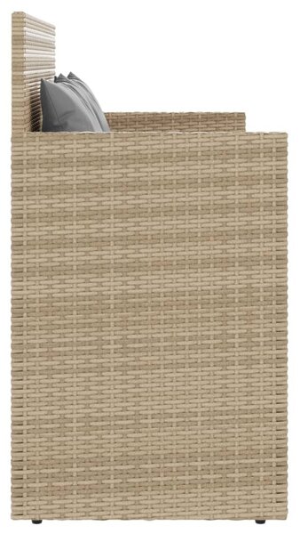 Bézs polyrattan kerti pad párnákkal
