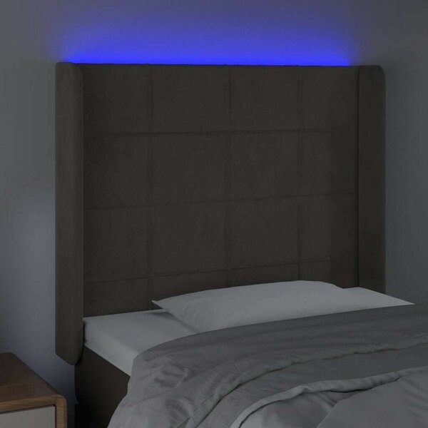 VidaXL sötétszürke bársony LED-es fejtámla 103x16x118/128 cm