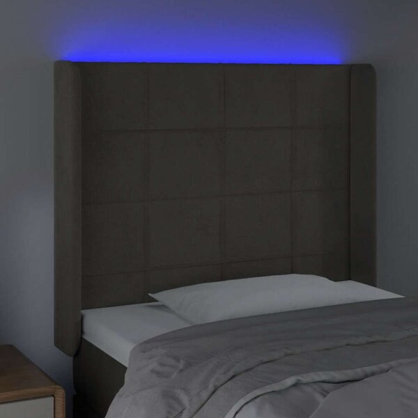 VidaXL sötétszürke bársony LED-es fejtámla 103x16x118/128 cm