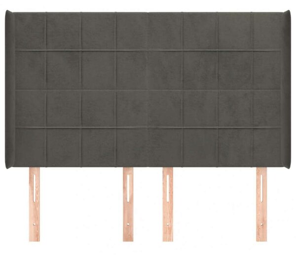 VidaXL Bársony Fejtámla Szárnyakkal - Sötétszürke - 147x16x118/128cm
