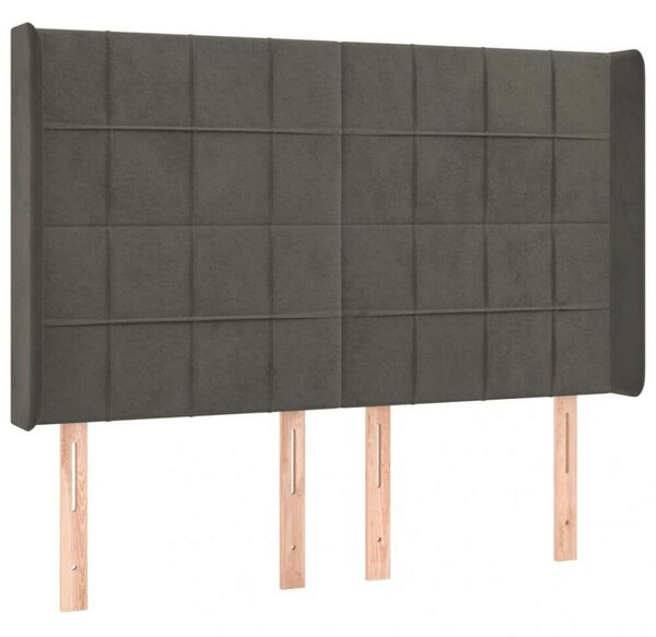 VidaXL Bársony Fejtámla Szárnyakkal - Sötétszürke - 147x16x118/128cm
