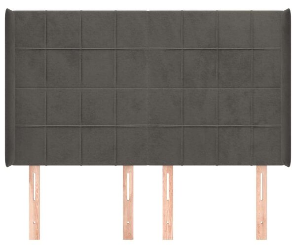 VidaXL Bársony Fejtámla Szárnyakkal - Sötétszürke - 147x16x118/128cm