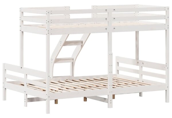 Fehér tömör fenyőfa emeletes ágy 80 x 200/140 x 200 cm