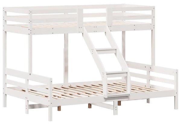 Fehér tömör fenyőfa emeletes ágy 80 x 200/140 x 200 cm