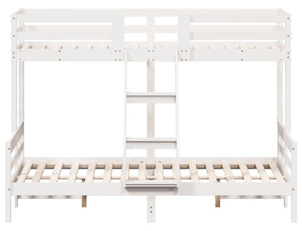 Fehér tömör fenyőfa emeletes ágy 80 x 200/140 x 200 cm