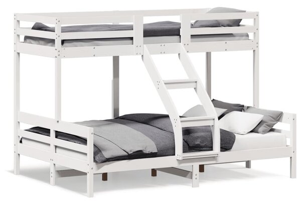 Fehér tömör fenyőfa emeletes ágy 80 x 200/140 x 200 cm