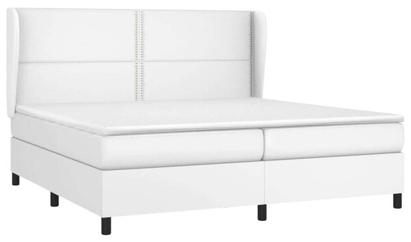 VidaXL fehér műbőr rugós ágy matraccal 200 x 200 cm