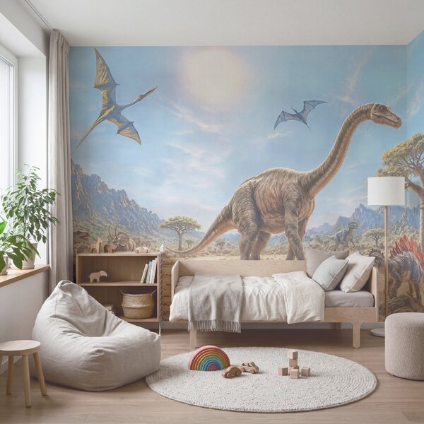 Fotótapéta Dinosaurusok csoportja a sivatagban, Dinoszauruszos fotótapéta, Népszerű fotótapéta, t00895 - Tapeko.hu