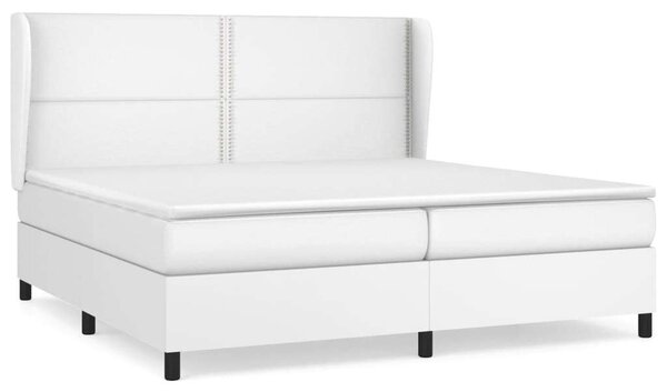 VidaXL fehér műbőr rugós ágy matraccal 200 x 200 cm