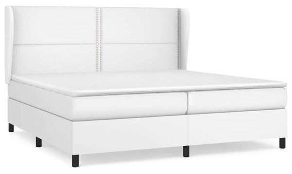 VidaXL fehér műbőr rugós ágy matraccal 200 x 200 cm