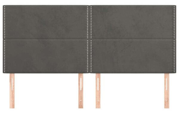VidaXL Bársony Fejtámla Szett - 4 db - Sötétszürke - 180x5x118/128cm